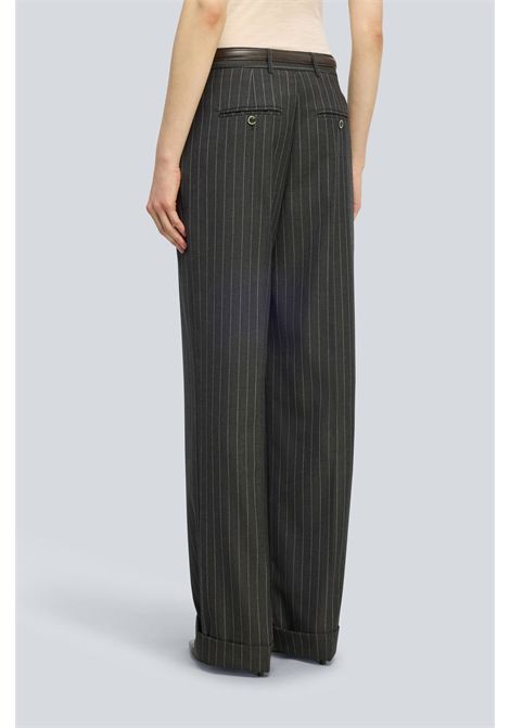 Semicouture Pantalone Lola in Lana Gessata Gessato Grigio Donna SEMICOUTURE | Pantaloni | Y6WM65RG117