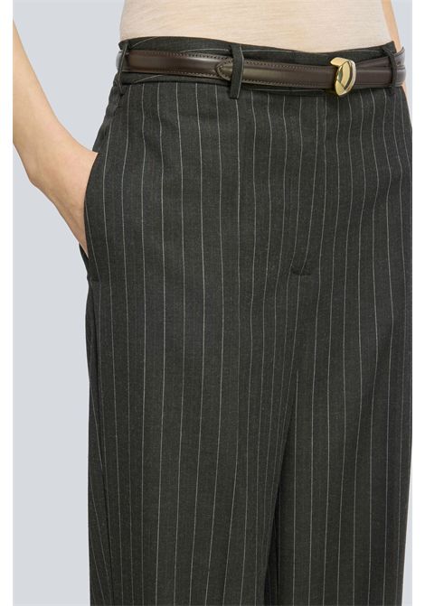 Semicouture Pantalone Lola in Lana Gessata Gessato Grigio Donna SEMICOUTURE | Pantaloni | Y6WM65RG117