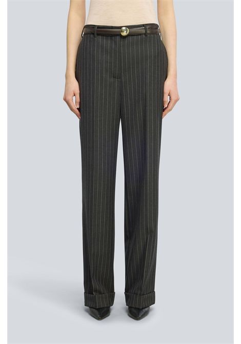 Semicouture Pantalone Lola in Lana Gessata Gessato Grigio Donna SEMICOUTURE | Pantaloni | Y6WM65RG117