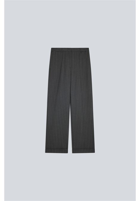 Semicouture Pantalone Lola in Lana Gessata Gessato Grigio Donna SEMICOUTURE | Pantaloni | Y6WM65RG117