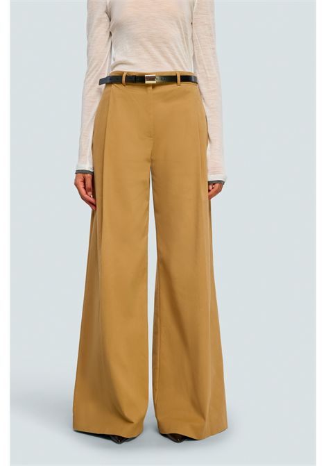 Semicouture Pantalone Emily in Gabardina Cammello Donna SEMICOUTURE | Pantaloni | Y6WO17E41-2
