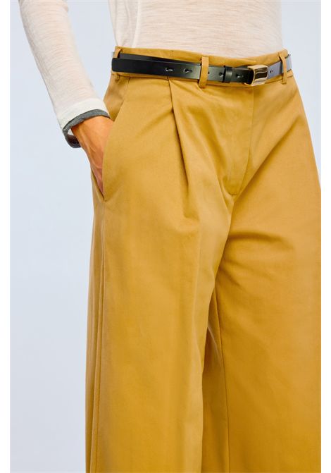 Semicouture Pantalone Emily in Gabardina Cammello Donna SEMICOUTURE | Pantaloni | Y6WO17E41-2