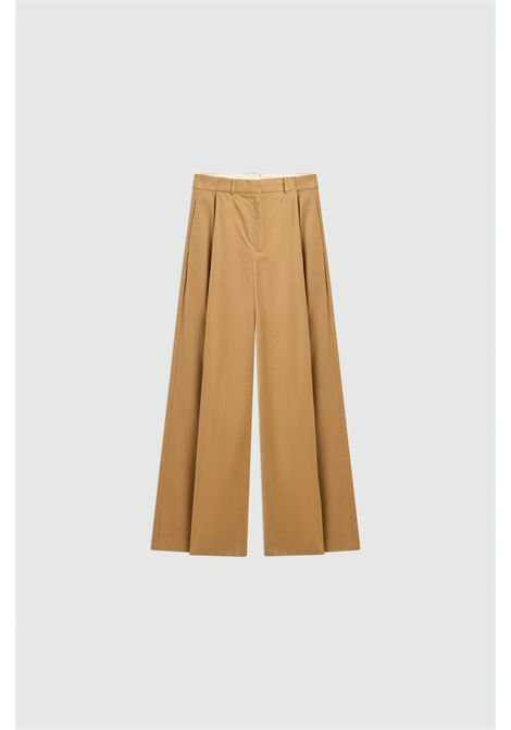 Semicouture Pantalone Emily in Gabardina Cammello Donna SEMICOUTURE | Pantaloni | Y6WO17E41-2