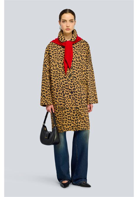 Semicouture Cappotto Dana in Gabardina Stampata Macula Cammello Donna SEMICOUTURE | CAPPOTTI | Y6WO36MAC45