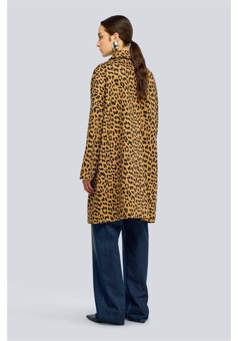 Semicouture Cappotto Dana in Gabardina Stampata Macula Cammello Donna SEMICOUTURE | CAPPOTTI | Y6WO36MAC45