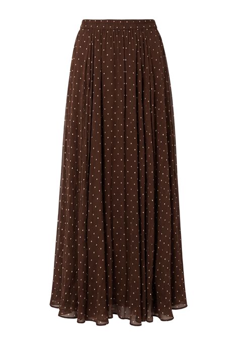 Semicouture Gonna Connie in Georgette Stampata a Pois Pois Moka Donna SEMICOUTURE | Gonna | Y6WS08POI10