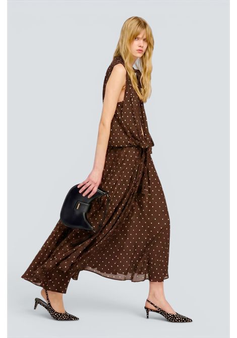 Semicouture Gonna Connie in Georgette Stampata a Pois Pois Moka Donna SEMICOUTURE | Gonna | Y6WS08POI10