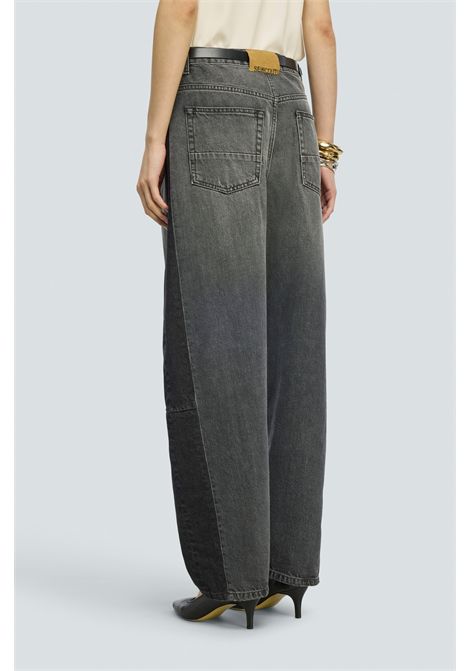 Semicouture Jeans Adelaide Bi-Color in Denim Grey Stone e Nero Donna SEMICOUTURE | Jeans | Y6WY01JNS-Y