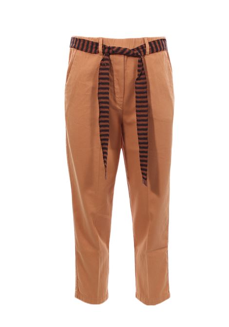 Pantalone in cotone color ruggine con cintura a contrasto ALYSI | Pantaloni | 203107P3020RU