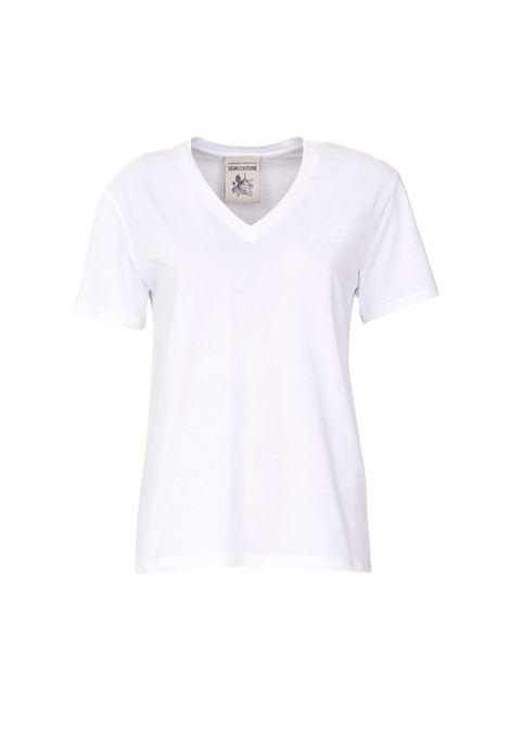 T-shirt scollata a V in jersey di cotone SEMICOUTURE | T-shirt | Y3SJ04A01