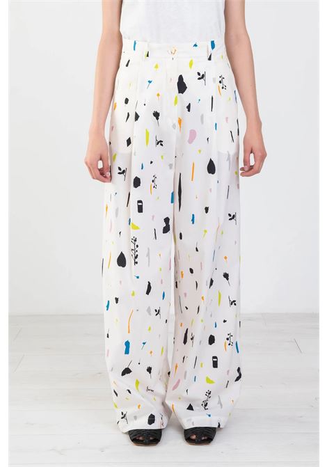 Pantalone wide leg stampa paper ALYSI | Pantaloni | 104133P4012LT