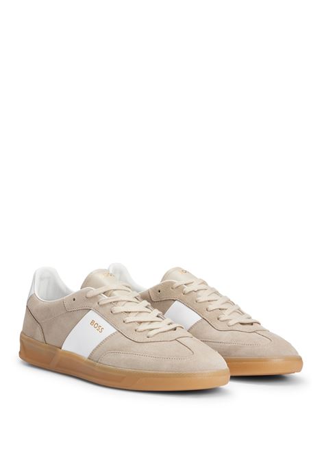 Sneakers stringate in pelle scamosciata e liscia con loghi BOSS | Sneakers | 50512365260