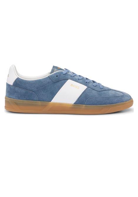 Sneakers stringate in pelle scamosciata e liscia con loghi BOSS | Sneakers | 50512365429