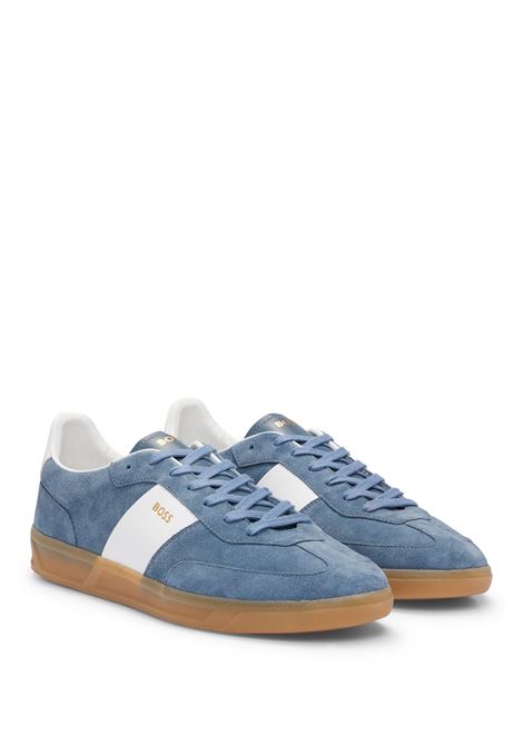 Sneakers stringate in pelle scamosciata e liscia con loghi BOSS | Sneakers | 50512365429