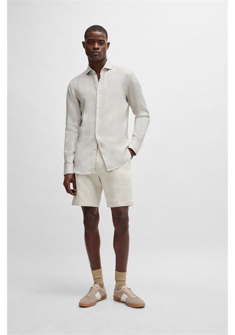 Camicia slim fit in lino con colletto alla francese BOSS | CAMICIE | 50512876255