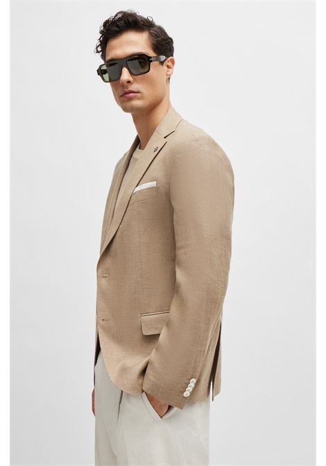 Slim fit jacket in virgin wool and patterned linen BOSS |  | 50514594260