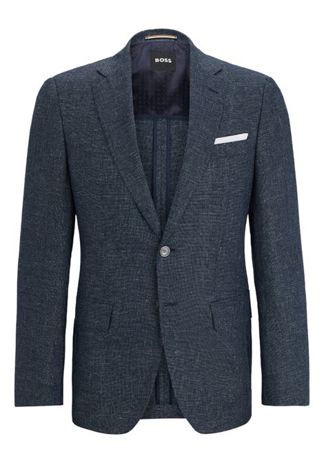 Slim fit jacket in virgin wool and patterned linen BOSS |  | 50514594404