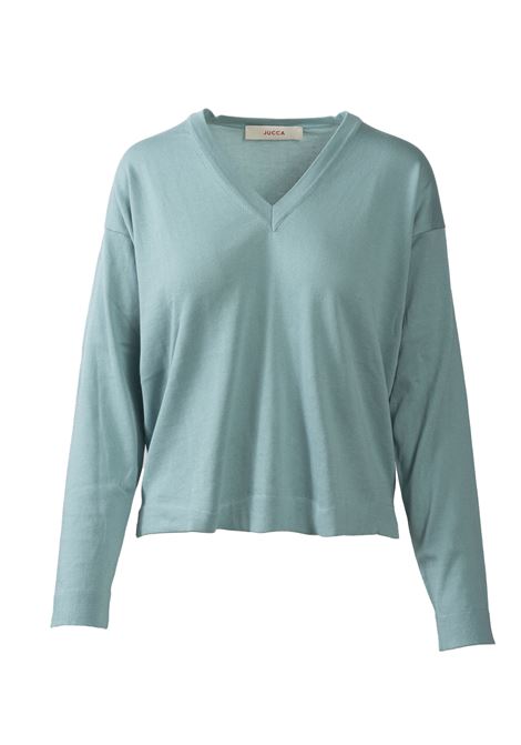Maglia Jucca in Cotone Colore Malibu con Scollo a V e Maniche Lunghe JUCCA | Maglieria | 3951006/1091686