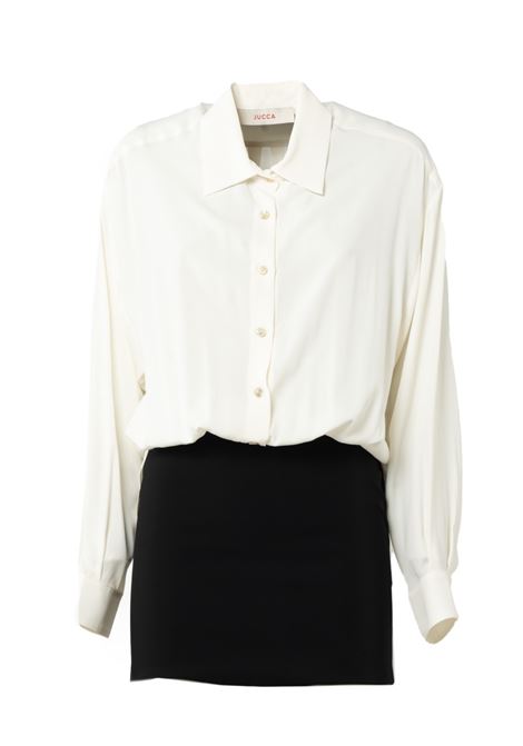 Jucca Short Shirt Dress: An Elegant Fusion of Cream and Black JUCCA |  | 3957099/07B045003