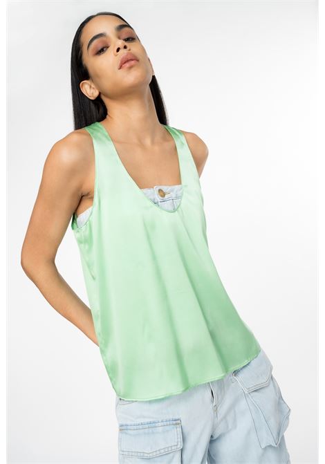 Stretch silk satin sleeveless top with wide neckline from PINKO PINKO |  | 103028-A1RIT38