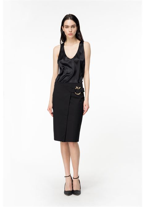 Top senza maniche in satin di seta stretch con scollo ampio di PINKO PINKO | Top & T-shirt | 103028-A1RIZ99