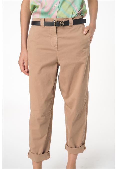 Pantaloni carrot-fit in tessuto cavallery di cotone stretch con vita regular e tasche a toppa di PINKO PINKO | Pantaloni | 103066-A1OAC95
