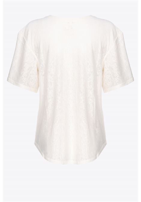 T-shirt a maniche corte in jersey di lino fiammato con ricamo logo Love Birds di PINKO PINKO | T-shirt | 103599-A1U9Z05