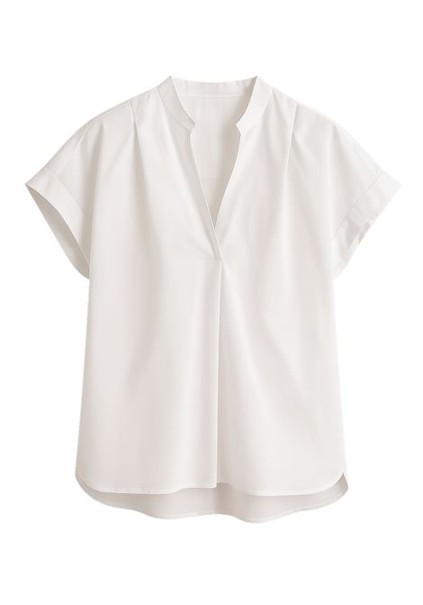 ALESSIA SANTI - 100% cotton women's white blouse with V-neck and short turned-up sleeves ALESSIA SANTI |  | 511SD45029S3617