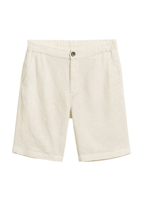 Bermuda in Lino Uomo Colore Latte con Dettagli Sartoriali ALPHA STUDIO | Bermuda | AU-1471Q1003