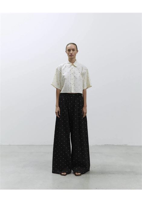 PANTALONE WIDE LEG POPELINE RICAMATO ALYSI | Pantaloni | 205104P5048NE