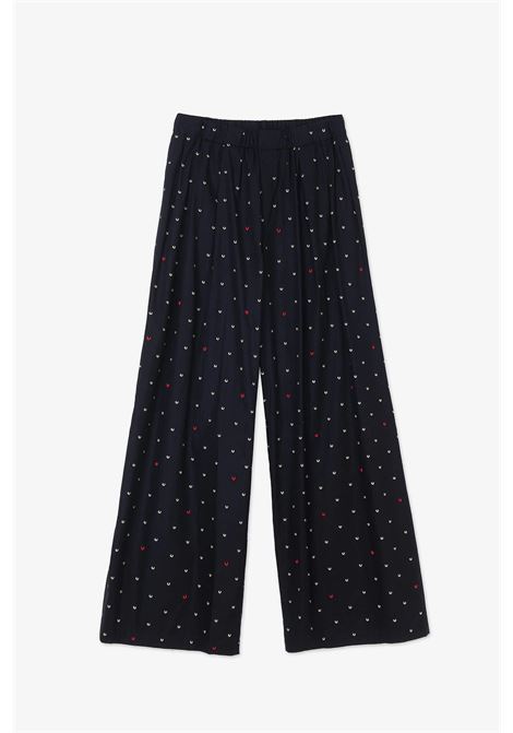 PANTALONE WIDE LEG POPELINE RICAMATO ALYSI | Pantaloni | 205104P5048NE