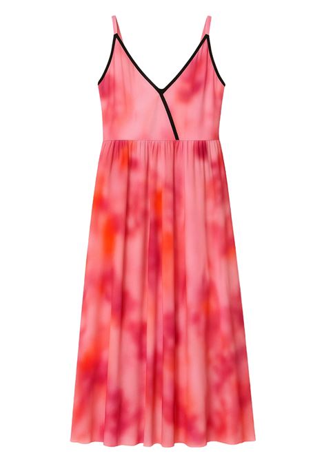 Abito lungo in chiffon stampa acquerello rosa ATTIC AND BARN | Vestiti | MATDR009AT213068