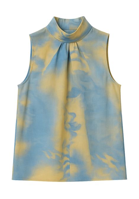 Top smanicato tie-dye azzurro e giallo con collo alto  Attic and Barn ATTIC AND BARN | Top & T-shirt | MATTO005AT268225