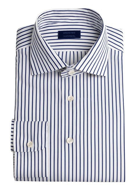 Elegant men's shirt by BARBA, made of fine white cotton with navy blue vertical stripes, perfect for refined and versatile outfits. BARBA |  | 471003