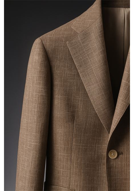 Giacca Monopetto Barba Napoli in Lino Loro Piana  Marrone Moro BARBA | Giacche | 480079
