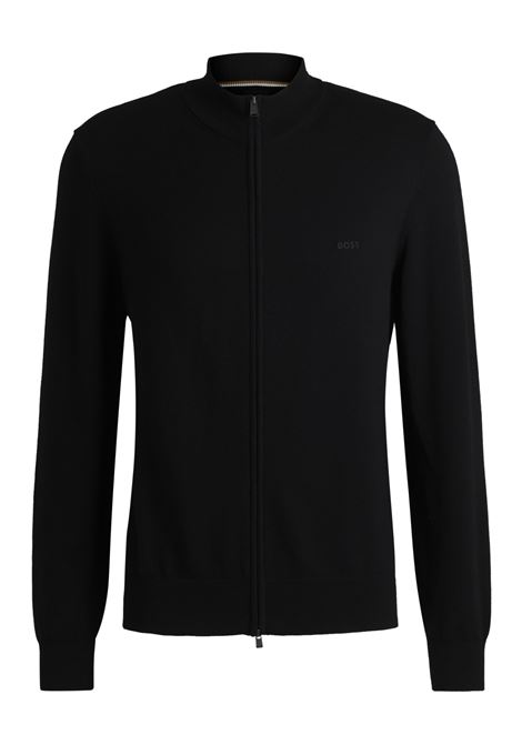 Cardigan in maglia di cotone con zip e logo ricamato BOSS | Maglieria | 50505998001