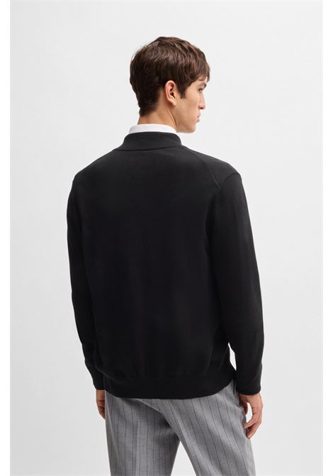 Cardigan in maglia di cotone con zip e logo ricamato BOSS | Maglieria | 50505998001
