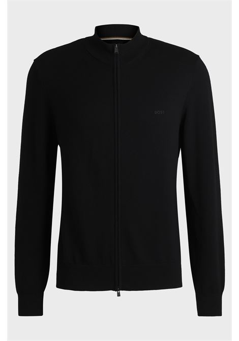 Cardigan in maglia di cotone con zip e logo ricamato BOSS | Maglieria | 50505998001