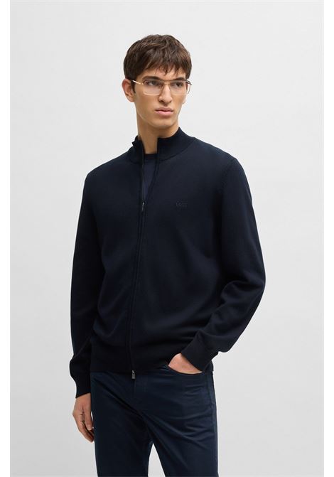 HUGO BOSS - Cotton knit cardigan with zipper and embroidered logo BOSS |  | 50505998404