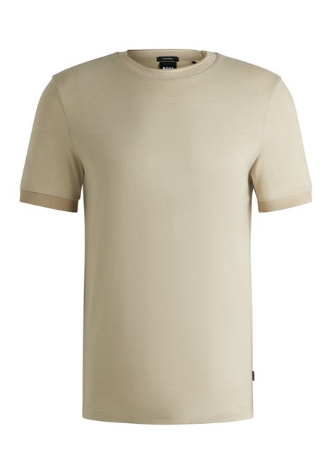 T-shirt slim fit in cotone lavorato con colletto a contrasto BOSS | T-shirt | 50536847275