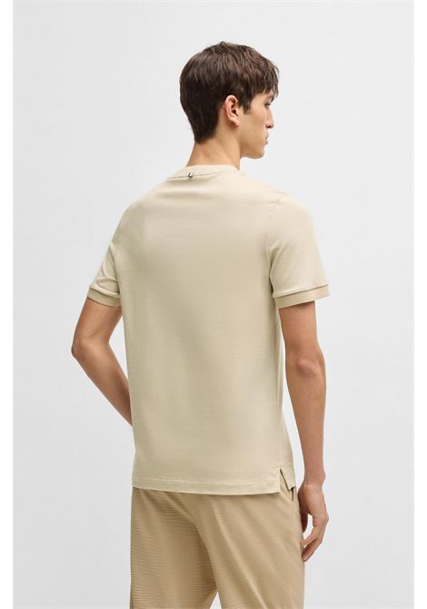 T-shirt slim fit in cotone lavorato con colletto a contrasto BOSS | T-shirt | 50536847275
