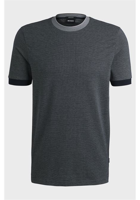 T-shirt slim fit in cotone lavorato con colletto a contrasto BOSS | T-shirt | 50536847404