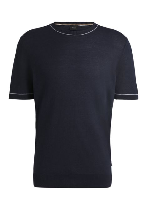 HUGO BOSS - Linen-blend sweatshirt with piping BOSS |  | 50537639404