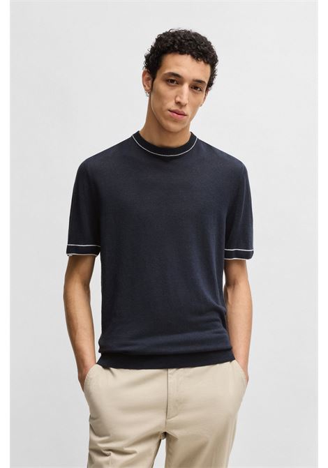 HUGO BOSS - Linen-blend sweatshirt with piping BOSS |  | 50537639404