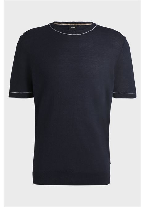 HUGO BOSS - Linen-blend sweatshirt with piping BOSS |  | 50537639404