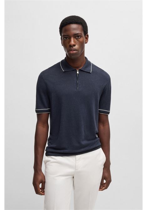 HUGO BOSS - Linen-blend sweater with zipper closure BOSS |  | 50537640404