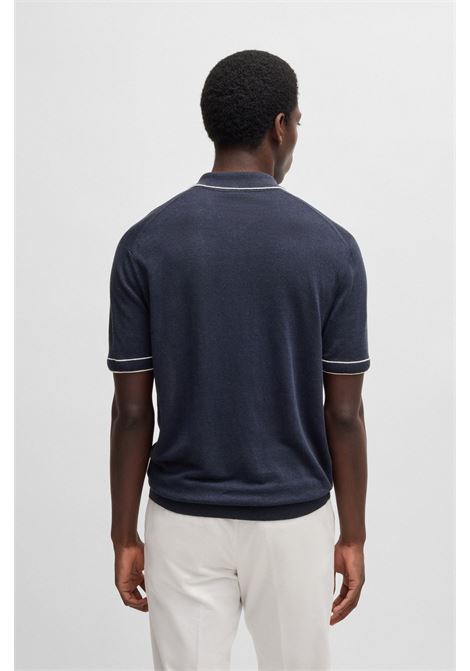 HUGO BOSS - Linen-blend sweater with zipper closure BOSS |  | 50537640404