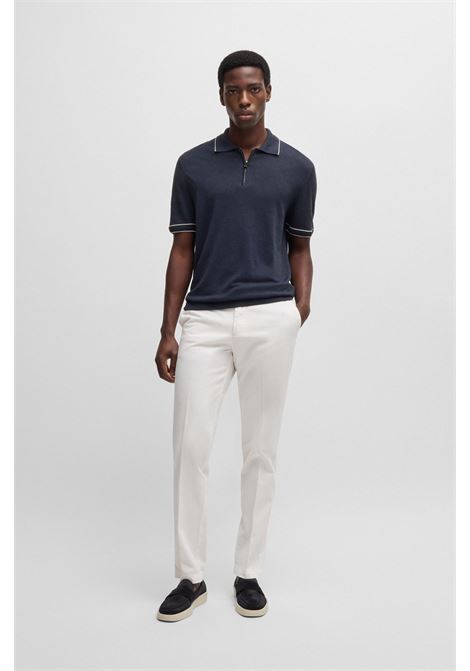 HUGO BOSS - Linen-blend sweater with zipper closure BOSS |  | 50537640404