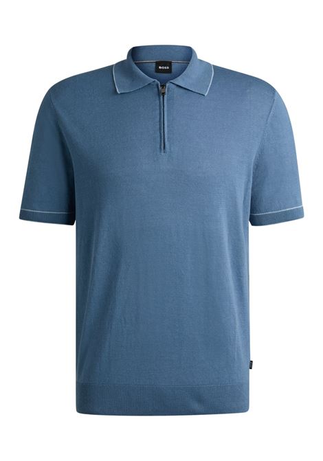 Maglione in misto lino con chiusura con zip BOSS | Maglieria | 50537640459