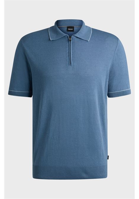 HUGO BOSS - Linen-blend sweater with zipper closure BOSS |  | 50537640459